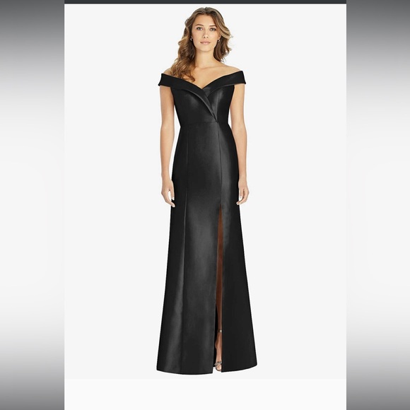 ALFRED SUNG SZ 22 w BLACK OFF THE SHOULDER GOWN NWT PROM FORMAL EVENING DR… - Picture 1 of 4
